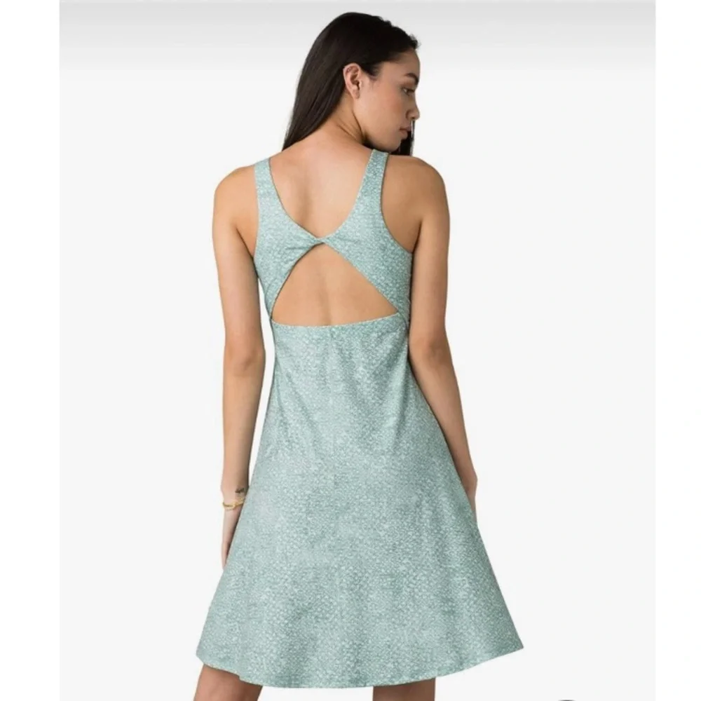 🤍PRANA Skypath Dress Sky Blue Green Halter cut out Backless Sundress - Picture 2 of 12